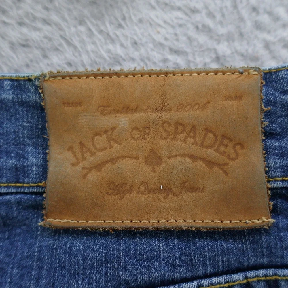 Jack of Spades Mens Medium Wash Straight Leg Stretch Jeans Blue 42x30